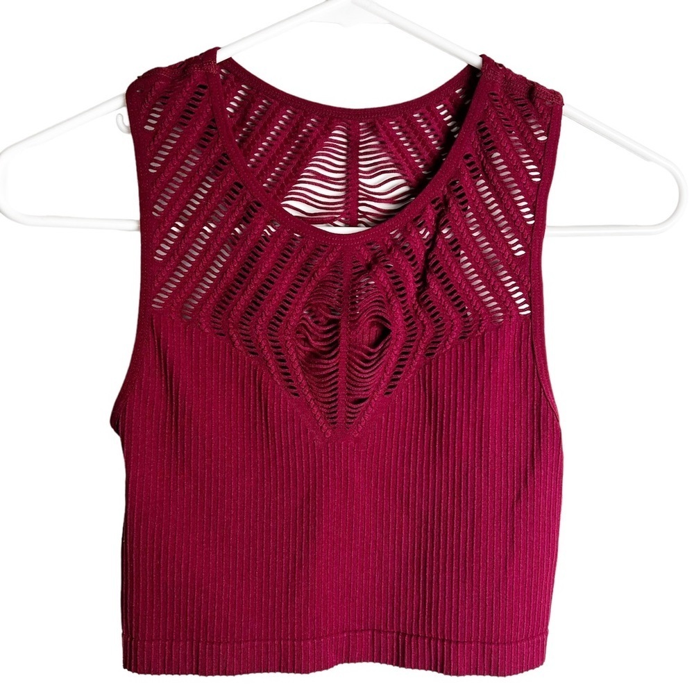 Itzon - Burgundy Cutout Crop Top - Sz. L